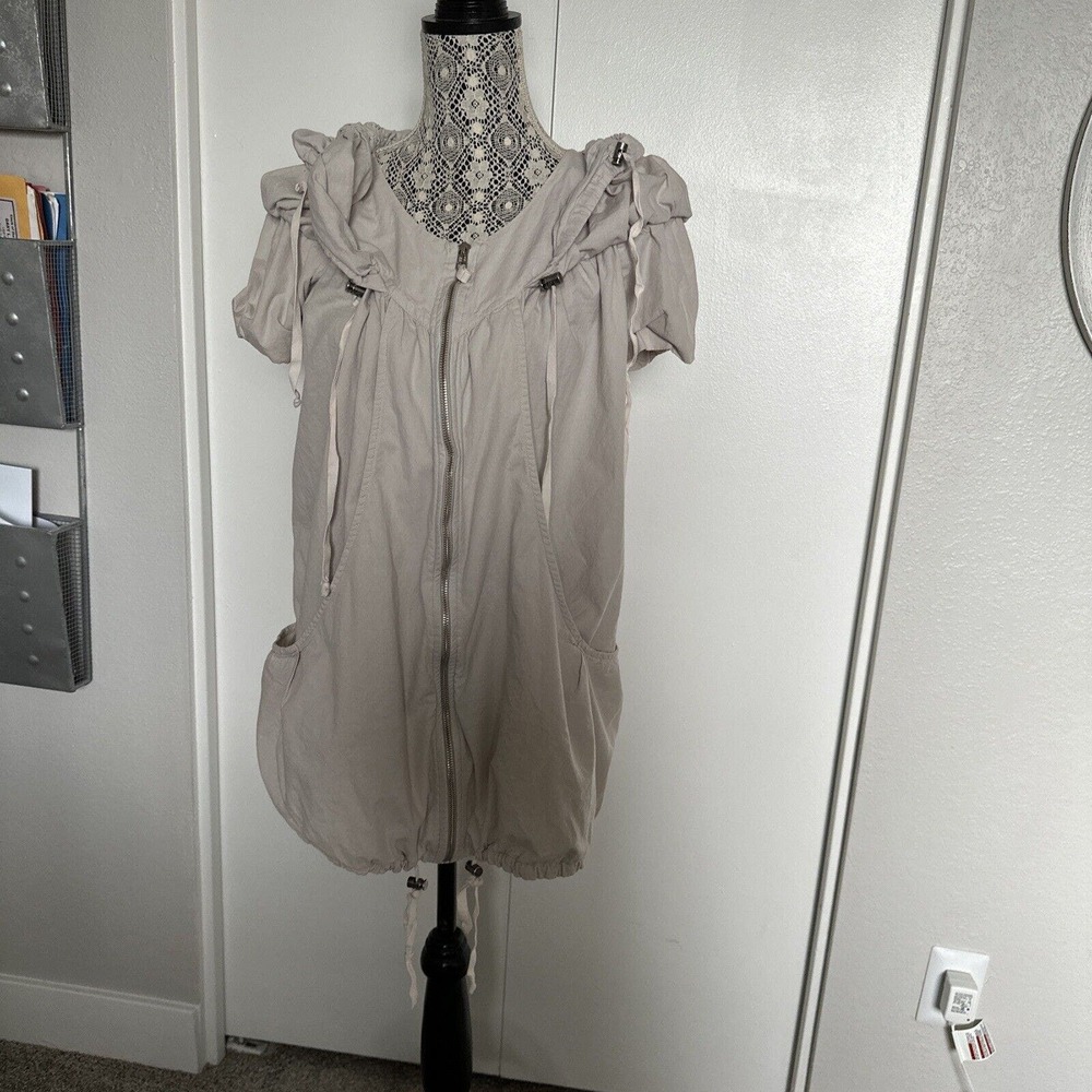 SIZE 36 Small TUNIC BY ANIMALE Light GREY FLIRTY! Hooded Lagenlook